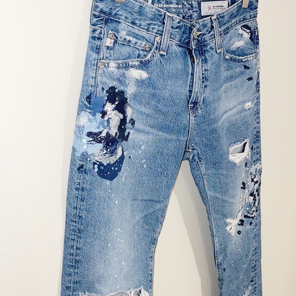 Adriano GOLDSCHMIED The Ex-Boyfriend Slim Jeans Mid-Rise Embroidered Size 25 - Picture 3 of 8